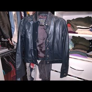 Banana Republic blue leather jacket!